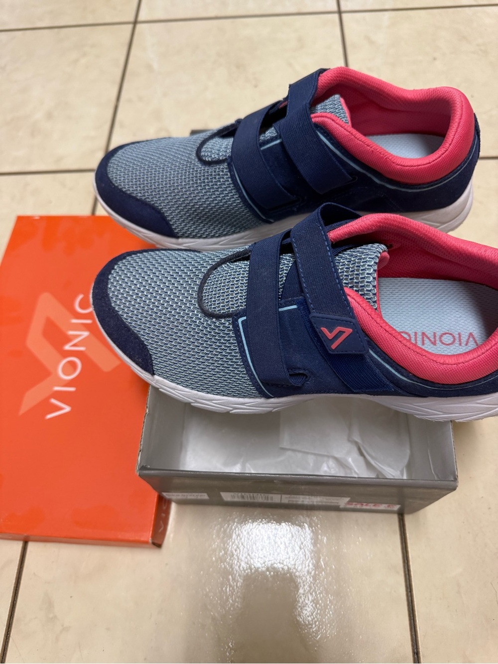 Vionic women’s ' Navy and Pink Velcro Athletic Shoes